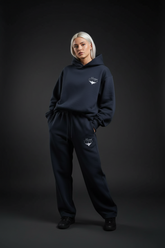 Heavyweight Relaxed Fit Sweatpants Women - Navy Blue/White - Mount Alpha Clothing®