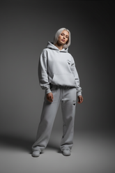 Heavyweight Relaxed Fit Sweatpants Women - Light Gray/Black - Mount Alpha Clothing®