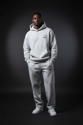 Heavyweight Relaxed Fit Sweatpants Men - Light Gray/Black - Mount Alpha Clothing®