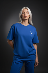Super Heavyweight Oversized Unisex Tee - Cerulean Blue/White - Mount Alpha Clothing®