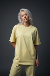 Super Heavyweight Oversized Unisex Tee - Pale Goldenrod/Black - Mount Alpha Clothing®