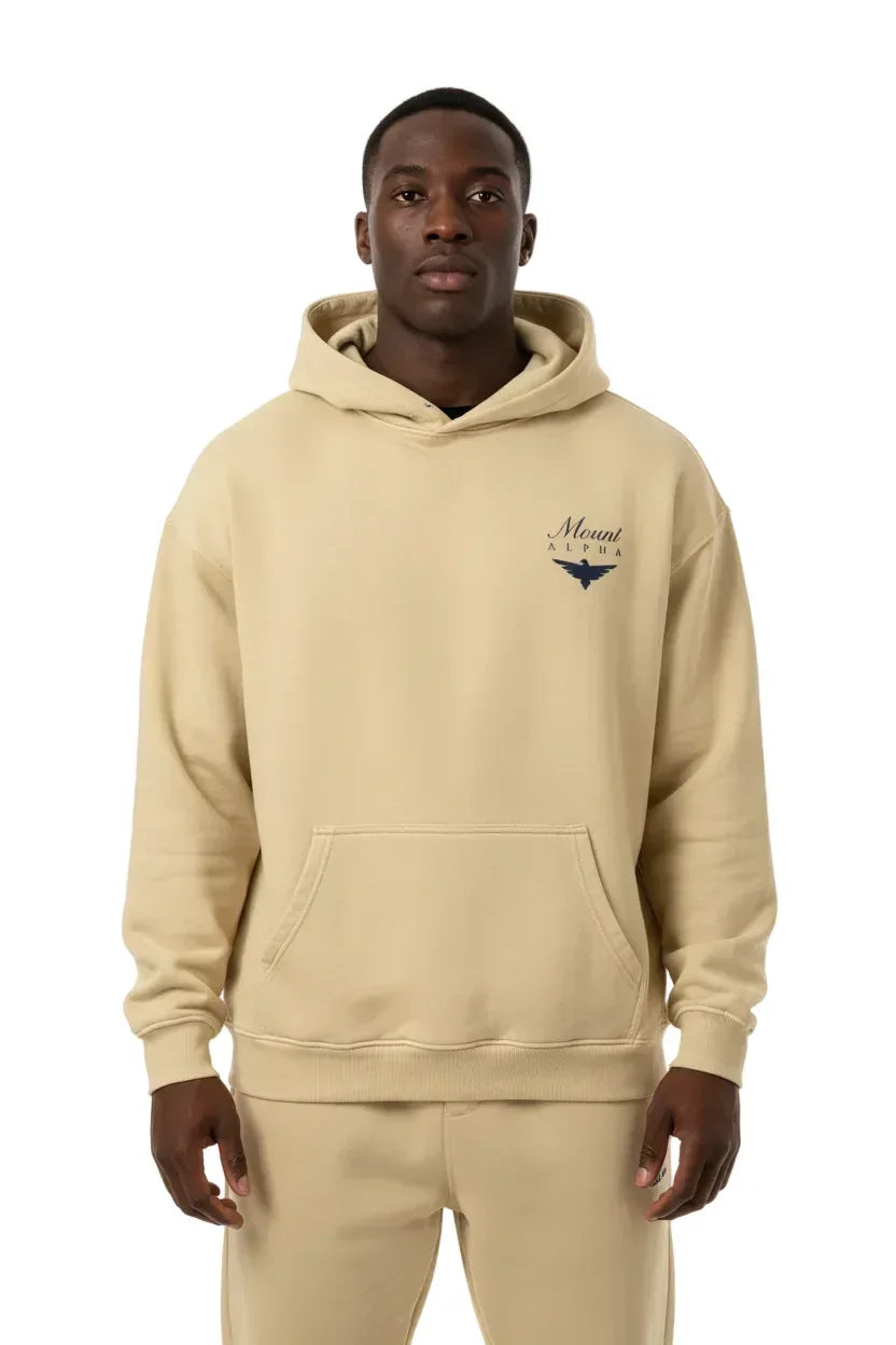 Super Heavyweight Oversized Retro Hoodie - Desert Sand/Black - Mount Alpha Clothing®