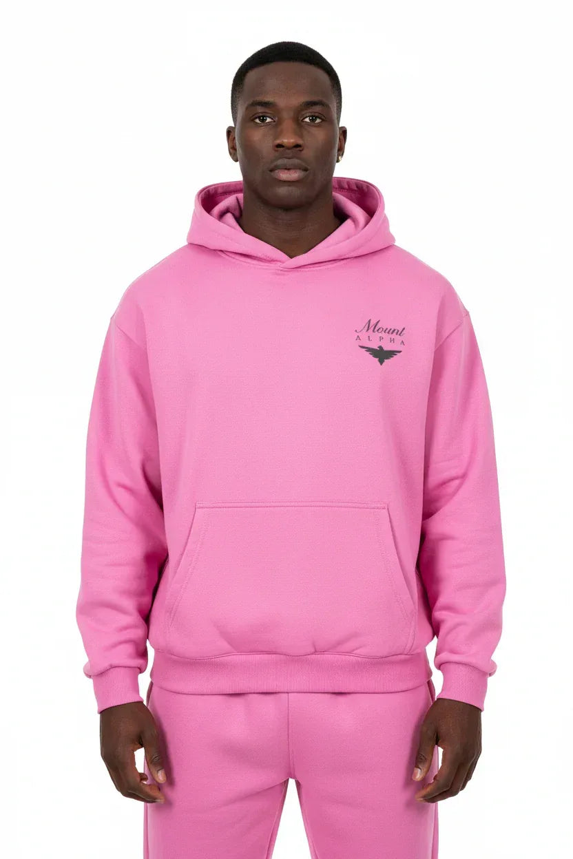 Heavyweight Unisex Boxy Hoodie - Pink/Black - Mount Alpha Clothing®