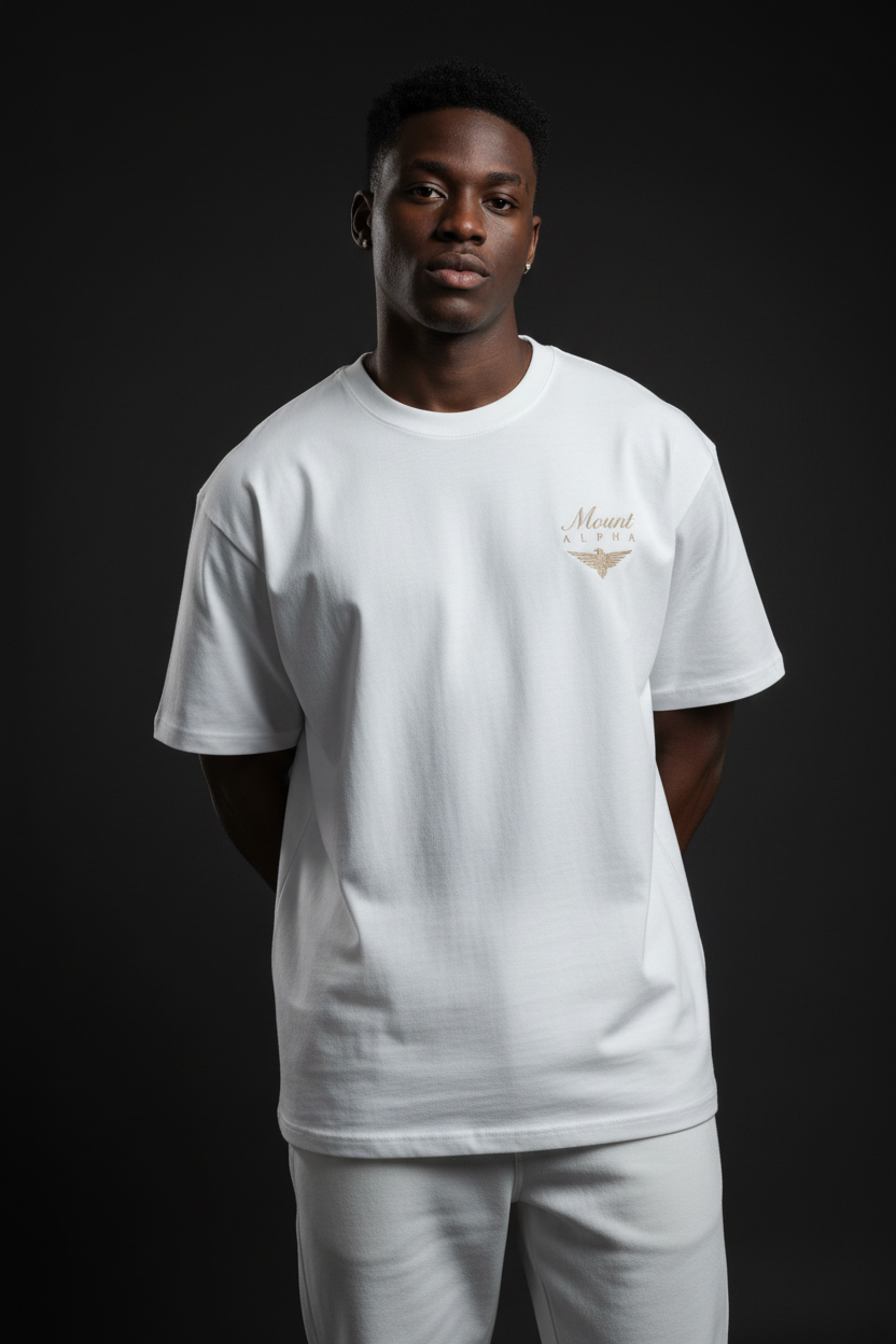 Super Heavyweight Oversized Unisex Tee - Heather Gray/Gold - Mount Alpha Clothing®