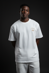 Super Heavyweight Oversized Unisex Tee - Heather Gray/Gold - Mount Alpha Clothing®