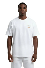 Super Heavyweight Oversized Unisex Tee - Heather Gray/Gold - Mount Alpha Clothing®