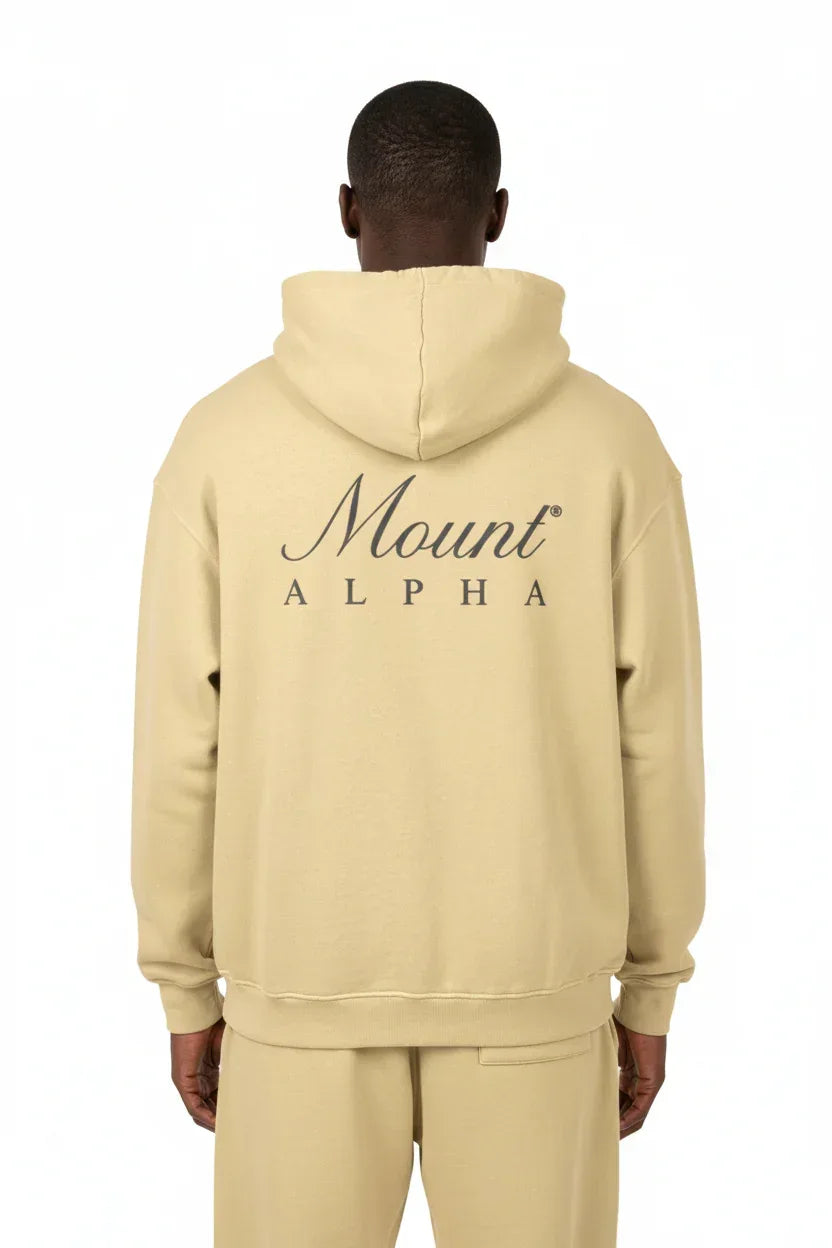 Super Heavyweight Oversized Retro Hoodie - Desert Sand/Black - Mount Alpha Clothing®