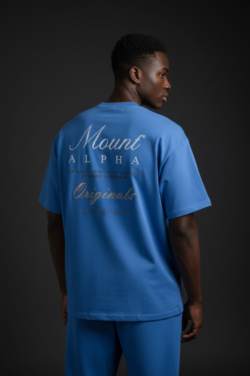 Ultra Heavyweight Oversized Unisex Tee - Cerulean Blue/Originals - Mount Alpha Clothing®