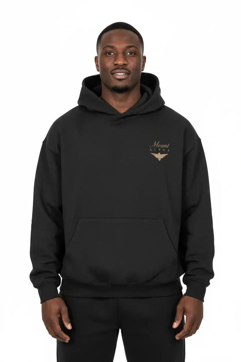 Heavyweight Unisex Fleece Hoodie - Black/Gold - Mount Alpha Clothing®