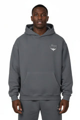 Super Heavyweight Oversized Retro Hoodie - Carbon Grey/White - Mount Alpha Clothing®