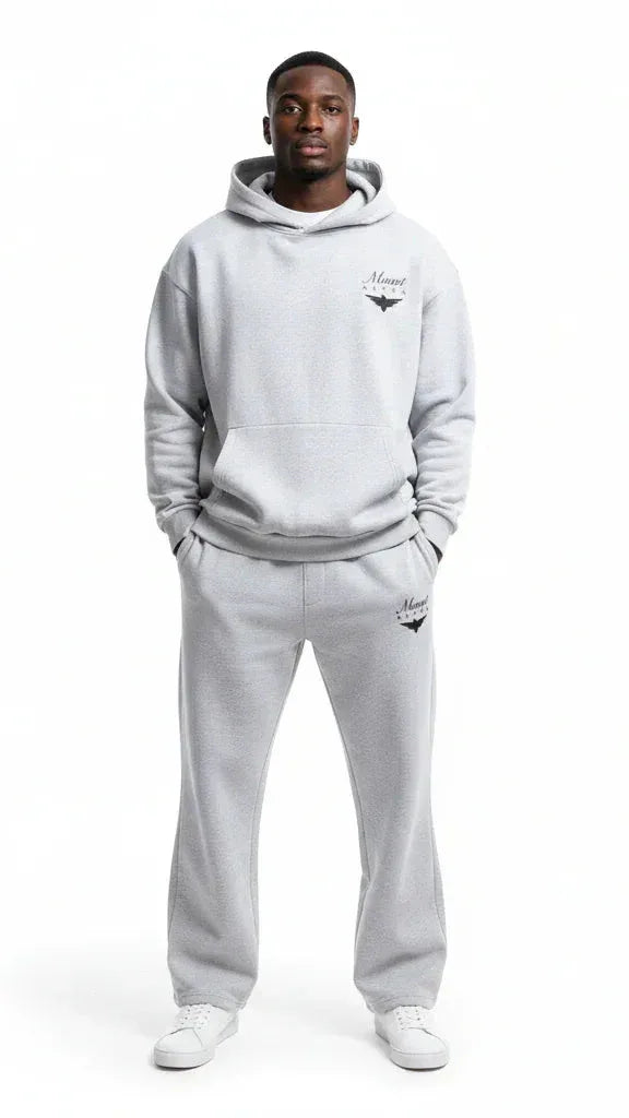 Heavyweight Unisex Boxy Hoodie - Light Gray/Black - Mount Alpha Clothing®