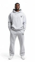 Heavyweight Unisex Boxy Hoodie - Light Gray/Black - Mount Alpha Clothing®