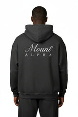 Super Heavyweight Oversized Retro Hoodie - Faded Black/White - Mount Alpha Clothing®