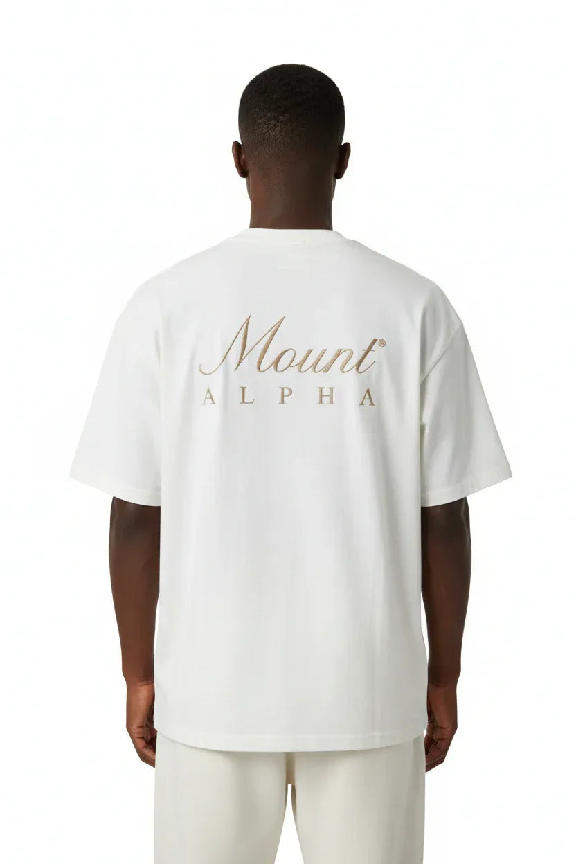 Super Heavyweight Oversized Unisex Tee - Heather Gray/Gold - Mount Alpha Clothing®