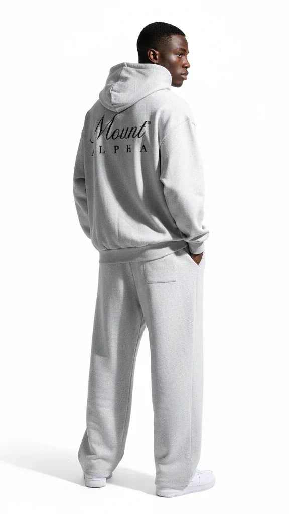 Heavyweight Unisex Boxy Hoodie - Light Gray/Black - Mount Alpha Clothing®