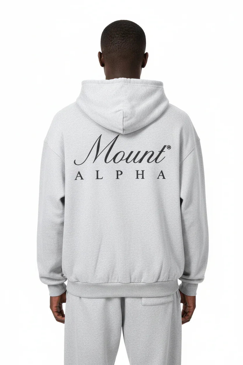 Heavyweight Unisex Boxy Hoodie - Light Gray/Black - Mount Alpha Clothing®