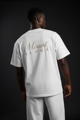 Super Heavyweight Oversized Unisex Tee - Heather Gray/Gold - Mount Alpha Clothing®