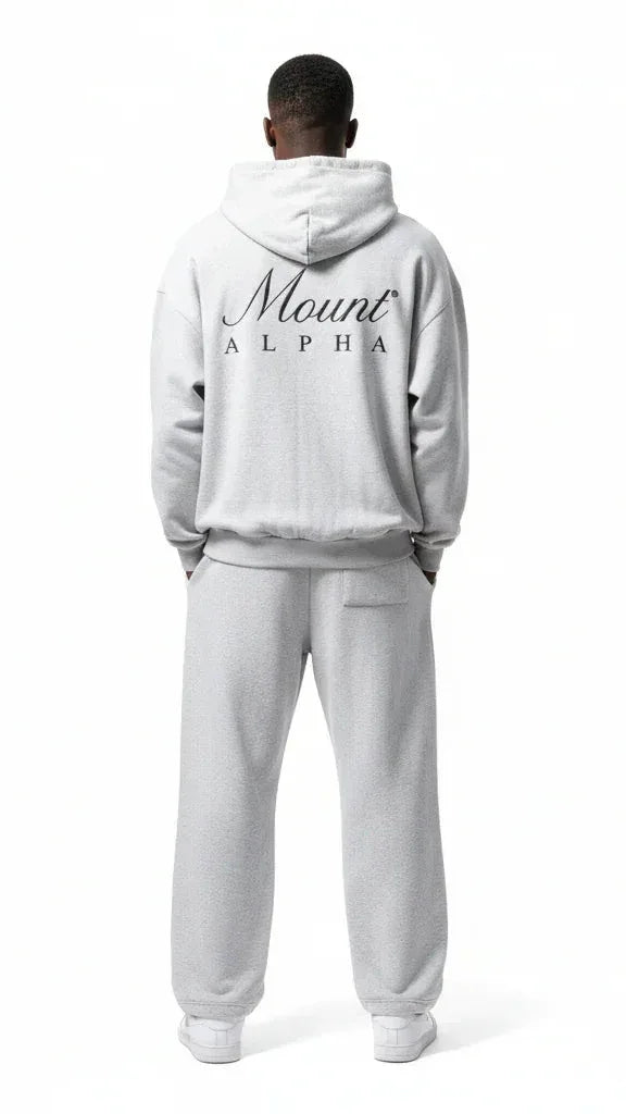 Heavyweight Unisex Boxy Hoodie - Light Gray/Black - Mount Alpha Clothing®