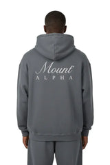 Super Heavyweight Oversized Retro Hoodie - Carbon Grey/White - Mount Alpha Clothing®
