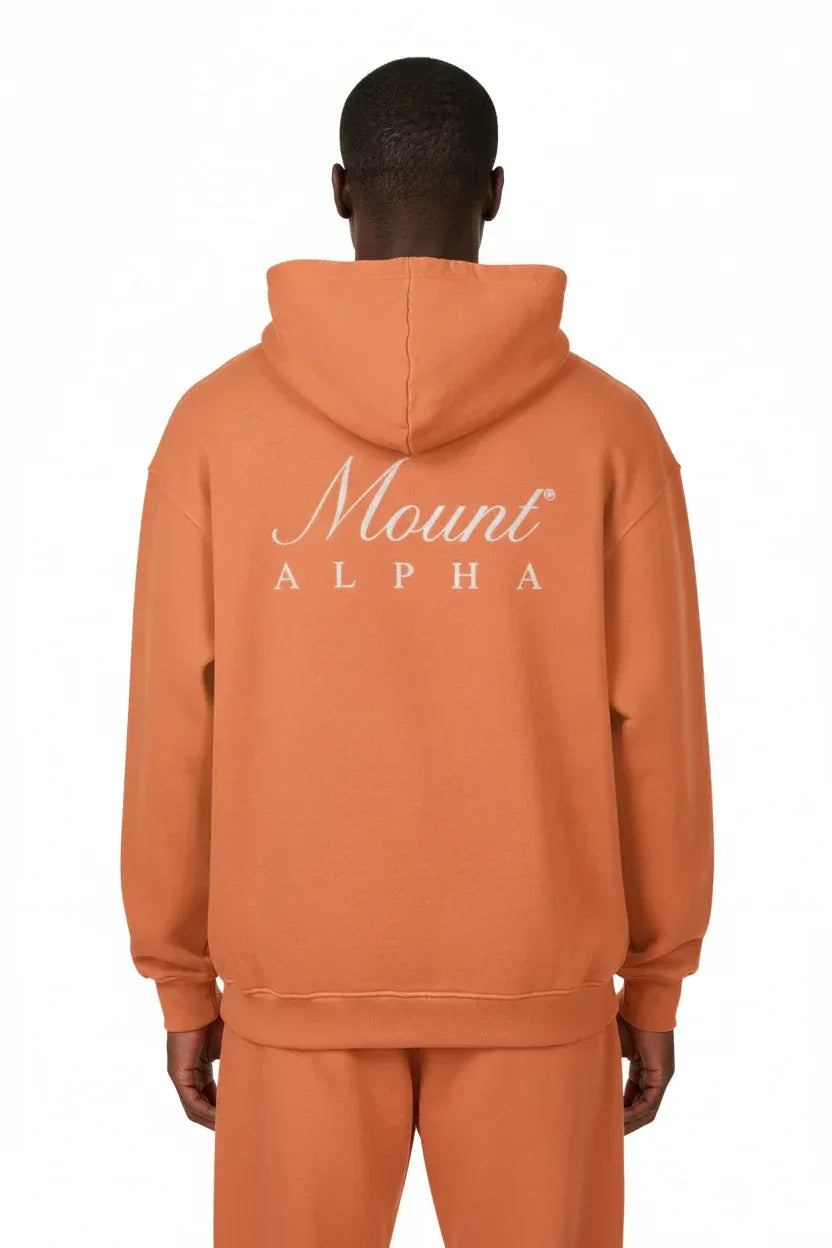 Super Heavyweight Oversized Retro Hoodie - Copper Red/White - Mount Alpha Clothing®