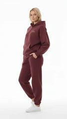 Heavyweight Full-Zip Unisex Woman Hoodie - Red Burgund/Velvet Off White - Mount Alpha Clothing®