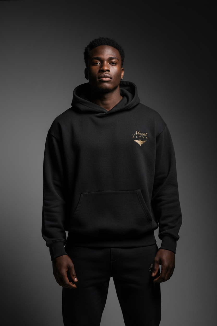 Heavyweight Unisex Fleece Hoodie - Black/Gold - Mount Alpha Clothing®