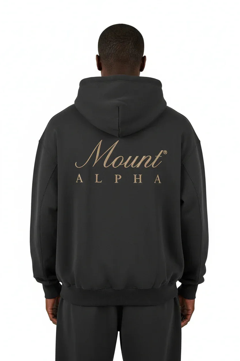 Heavyweight Unisex Fleece Hoodie - Black/Gold - Mount Alpha Clothing®