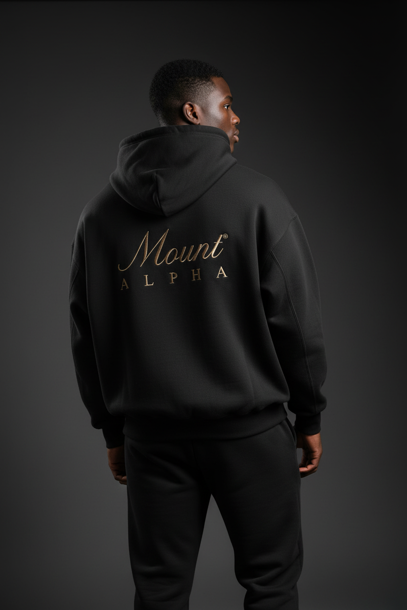 Heavyweight Unisex Fleece Hoodie - Black/Gold - Mount Alpha Clothing®