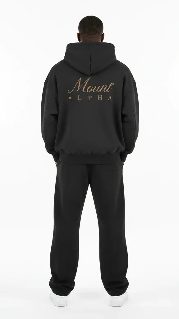 Heavyweight Unisex Fleece Hoodie - Black/Gold - Mount Alpha Clothing®