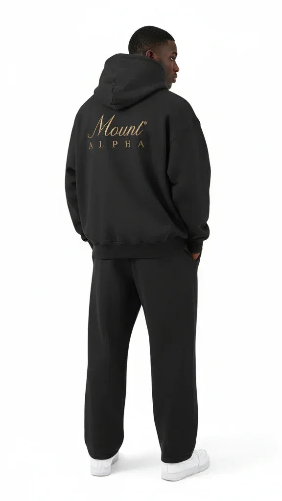 Heavyweight Unisex Fleece Hoodie - Black/Gold - Mount Alpha Clothing®