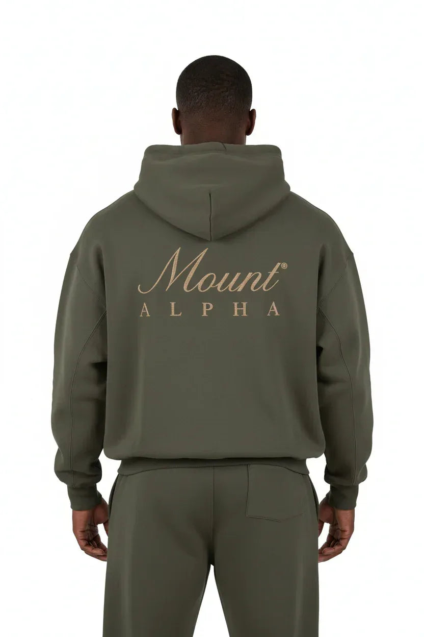 Heavyweight Unisex Fleece Hoodie - Charcoal Gray/Gold - Mount Alpha Clothing®