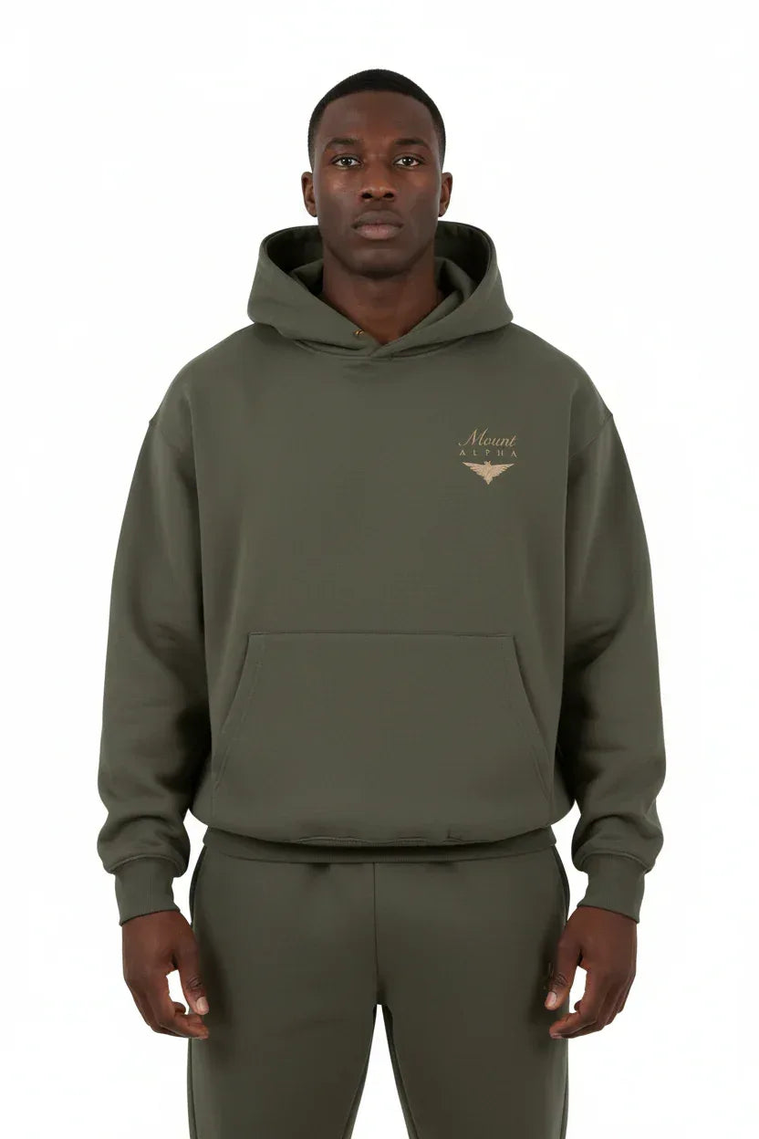 Heavyweight Unisex Fleece Hoodie - Charcoal Gray/Gold - Mount Alpha Clothing®