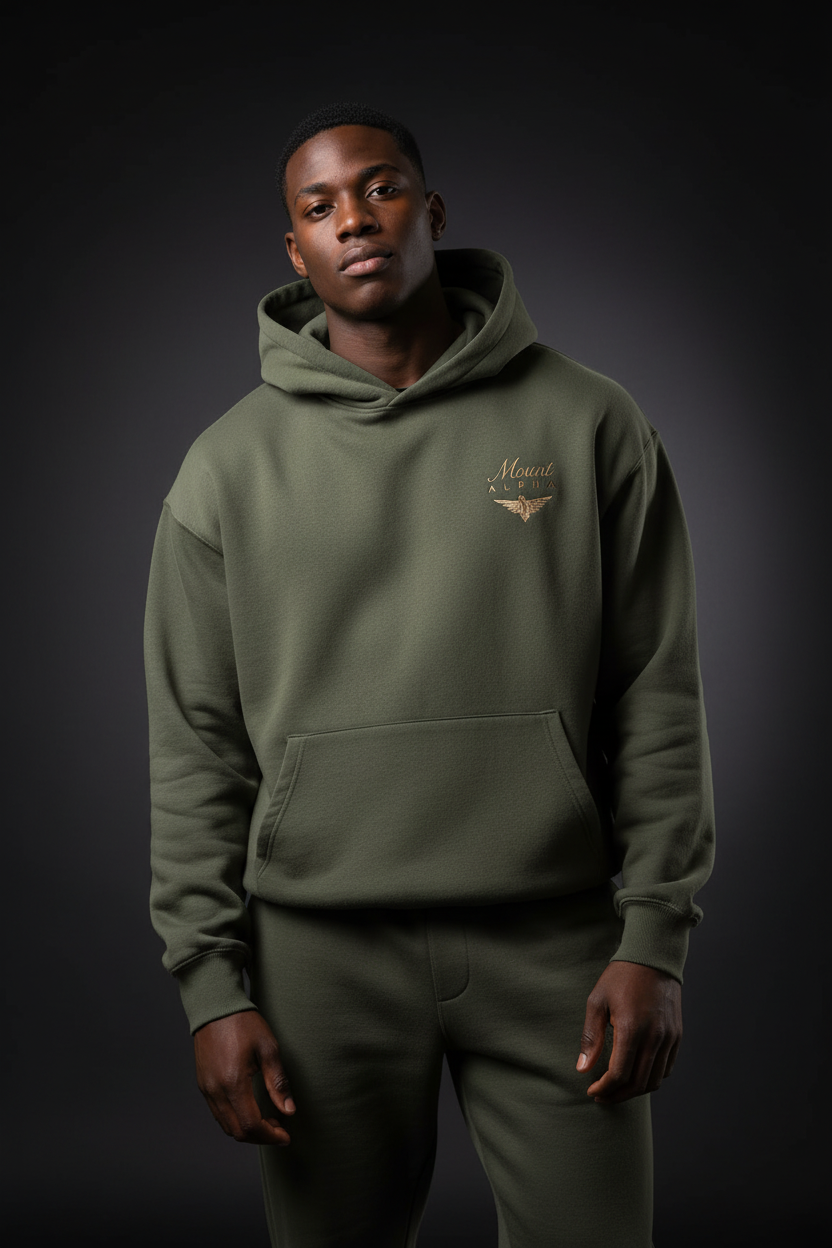 Heavyweight Unisex Fleece Hoodie - Charcoal Gray/Gold - Mount Alpha Clothing®