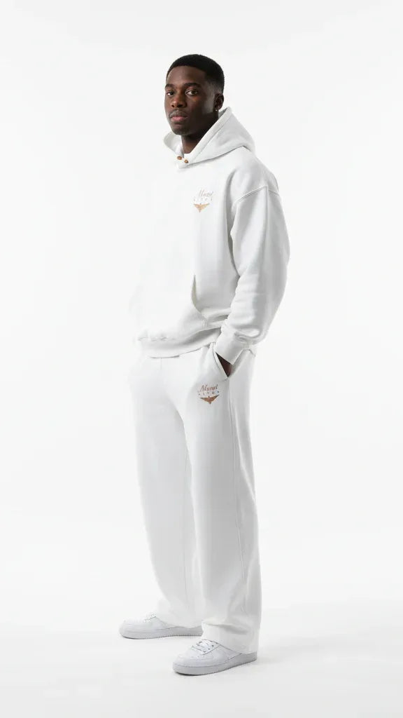 Heavyweight Unisex Fleece Hoodie - White/Gold - Mount Alpha Clothing®