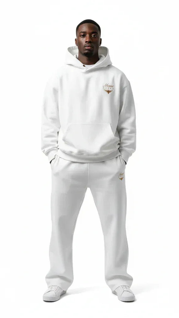 Heavyweight Unisex Fleece Hoodie - White/Gold - Mount Alpha Clothing®