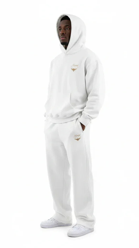 Heavyweight Unisex Fleece Hoodie - White/Gold - Mount Alpha Clothing®