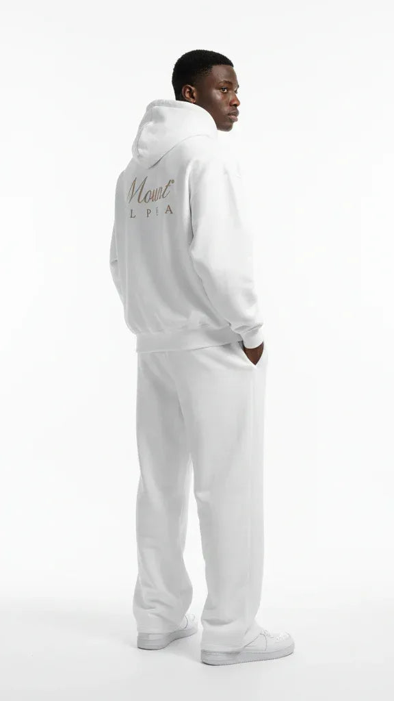 Heavyweight Unisex Fleece Hoodie - White/Gold - Mount Alpha Clothing®