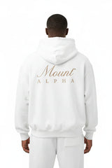 Heavyweight Unisex Fleece Hoodie - White/Gold - Mount Alpha Clothing®