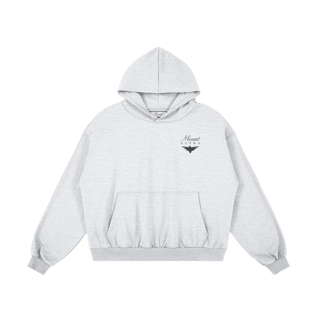 Heavyweight Unisex Boxy Hoodie - Light Gray/Black - Mount Alpha Clothing®