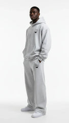 Heavyweight Unisex Boxy Hoodie - Light Gray/Black - Mount Alpha Clothing®