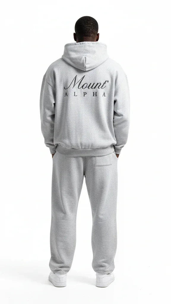 Heavyweight Unisex Boxy Hoodie - Light Gray/Black - Mount Alpha Clothing®