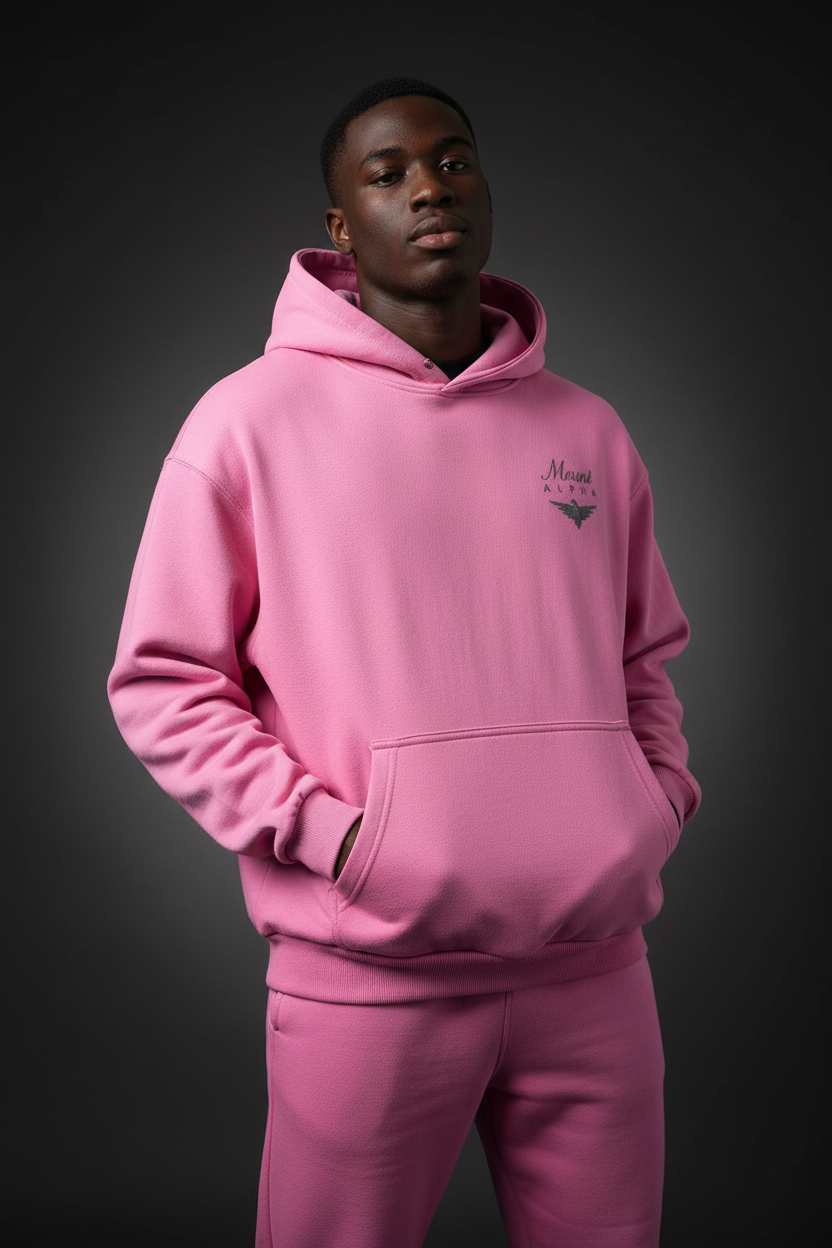 Heavyweight Unisex Boxy Hoodie - Pink/Black - Mount Alpha Clothing®