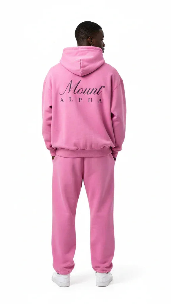 Heavyweight Unisex Boxy Hoodie - Pink/Black - Mount Alpha Clothing®