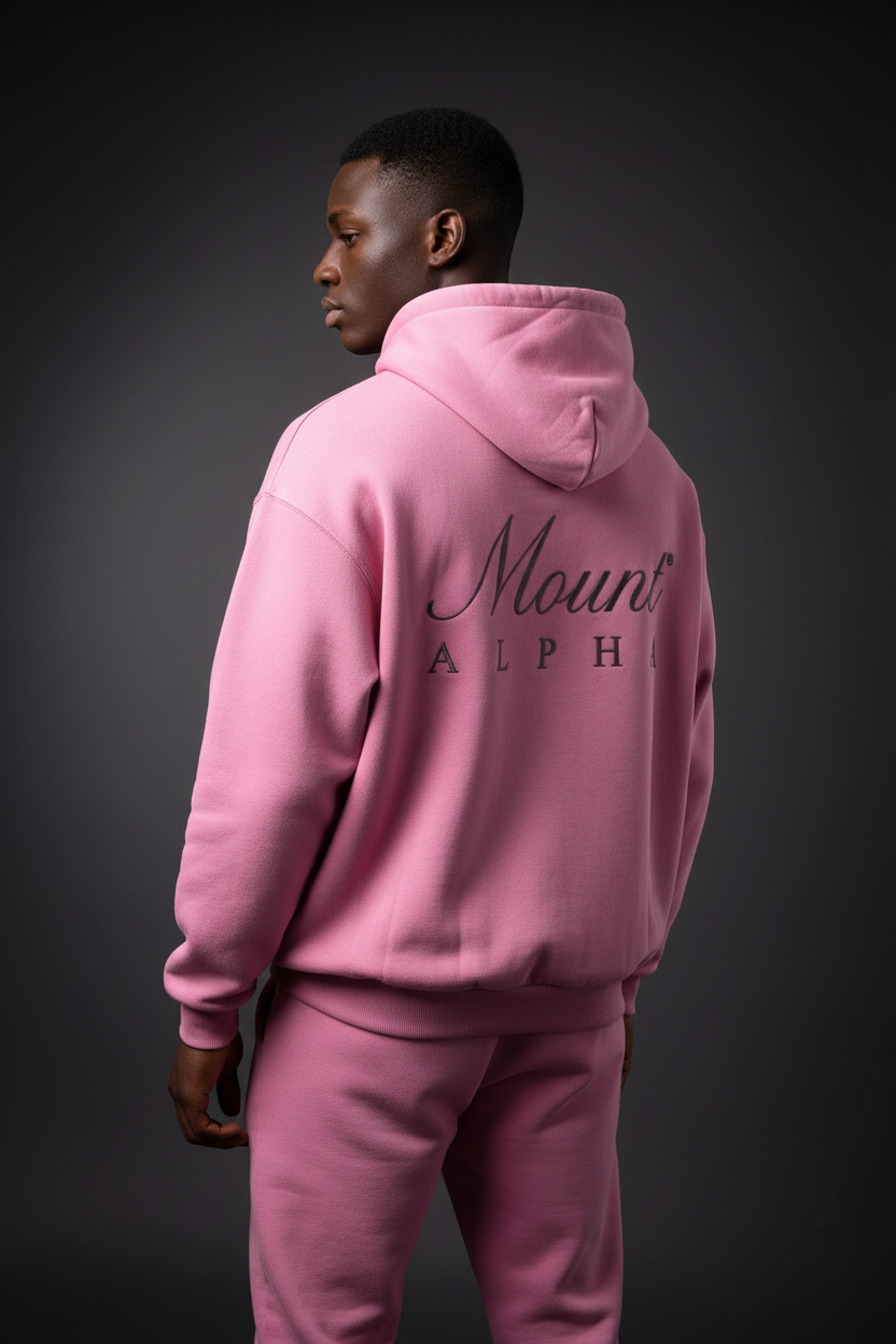 Heavyweight Unisex Boxy Hoodie - Pink/Black - Mount Alpha Clothing®