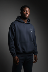 Heavyweight Unisex Boxy Hoodie - Navy Blue/White - Mount Alpha Clothing®