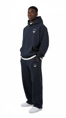 Heavyweight Unisex Boxy Hoodie - Navy Blue/White - Mount Alpha Clothing®