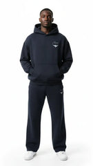 Heavyweight Unisex Boxy Hoodie - Navy Blue/White - Mount Alpha Clothing®