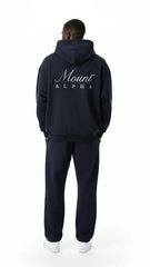Heavyweight Unisex Boxy Hoodie - Navy Blue/White - Mount Alpha Clothing®