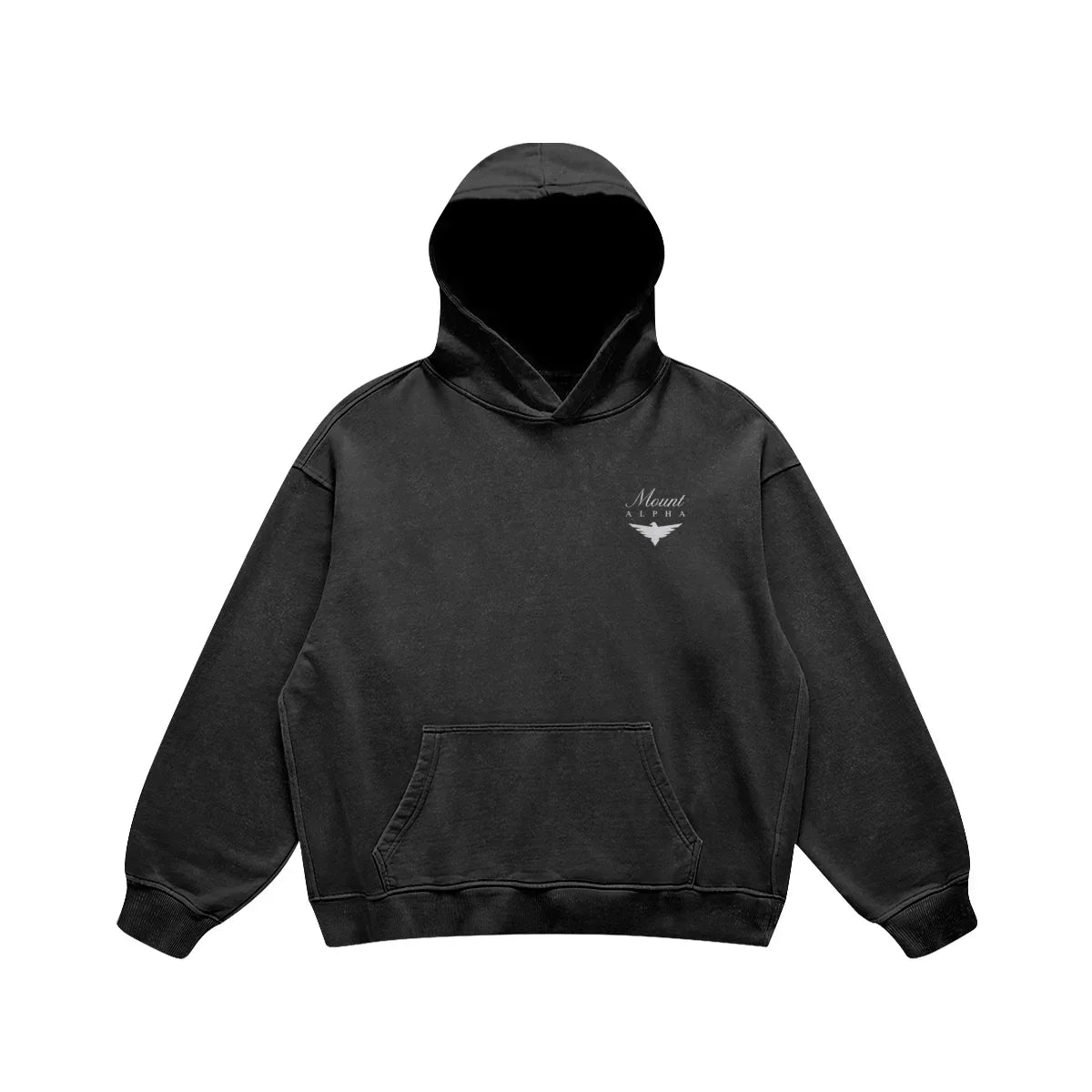 Super Heavyweight Oversized Retro Hoodie - Faded Black/White - Mount Alpha Clothing®