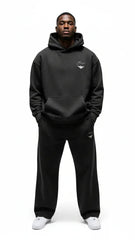 Super Heavyweight Oversized Retro Hoodie - Faded Black/White - Mount Alpha Clothing®